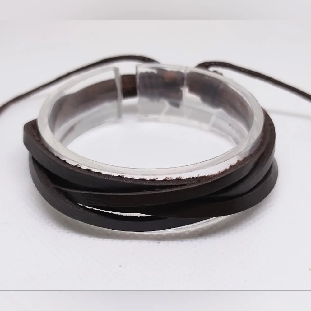 Men's Bracelet Leather‎ Layered Brown New f30